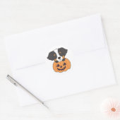 Bernese Mountain Dog in Pumpkin Dogs Happy Ronde Sticker (Envelop)