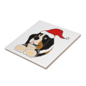 Bernese Mountain Dog in Santa Hat-kerstkunst Tegeltje (Zijkant)