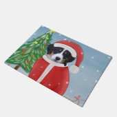 Bernese Mountain Dog in sneeuw met kerstcadeaus Deurmat (Schuin)