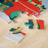 Bernese Mountain Dog in sneeuw met kerstcadeaus Legpuzzel (Zijkant)