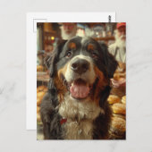 Bernese Mountain Dog in the Cheeseburger Shop Briefkaart (Voorkant / Achterkant)