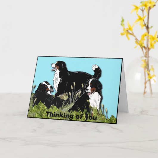 Bernese Mountain Dog Kaart (Gele Bloem)