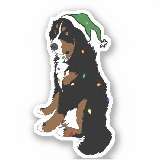 Bernese Mountain Dog Kerst sticker (Voorkant)