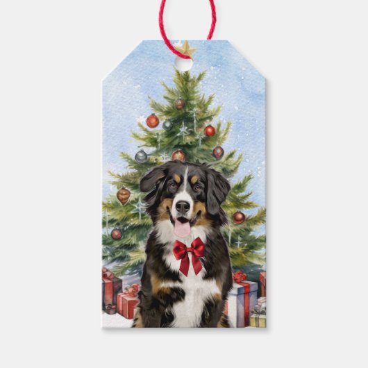 Bernese Mountain Dog - kerstboom Cadeaulabel (Voorkant)