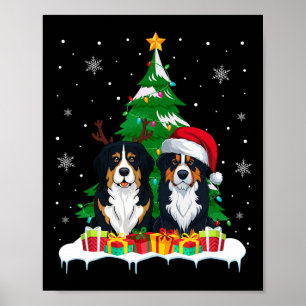 Bernese Mountain Dog Kerstboom Lichtjes Sinterklaa Poster