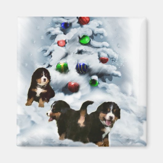 Bernese Mountain Dog-kerstcadeaus Magneet (Voorkant)
