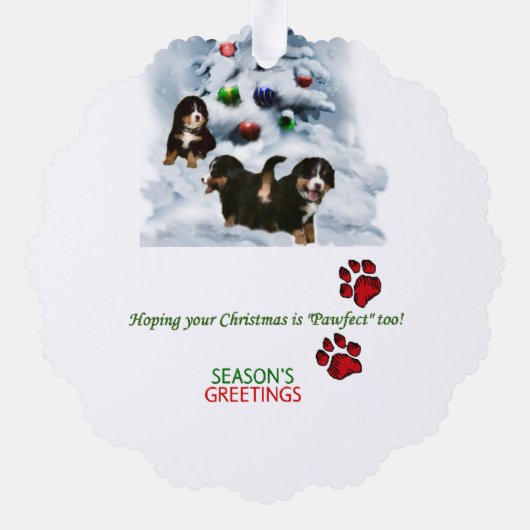 Bernese Mountain Dog-kerstcadeaus Ornament Kaart (Achterkant)
