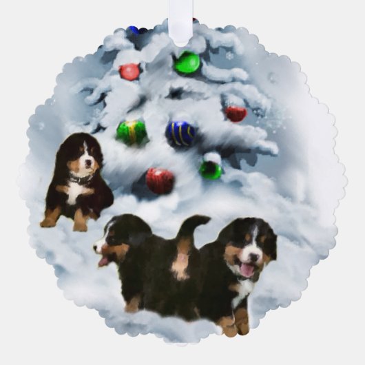 Bernese Mountain Dog-kerstcadeaus Ornament Kaart (Voorkant)
