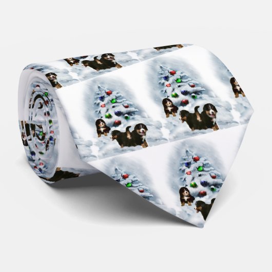 Bernese Mountain Dog-kerstcadeaus Stropdas (Opgerold)