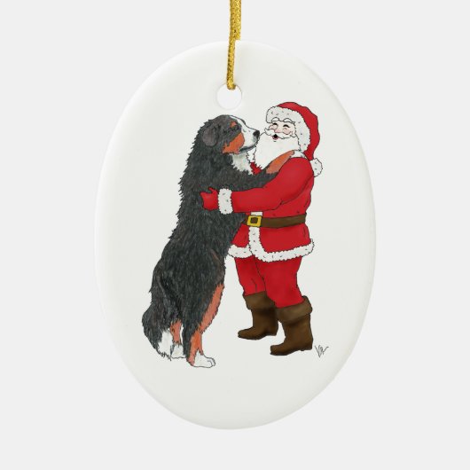 Bernese Mountain Dog-kerstgroet Keramisch Ornament (Voorkant)