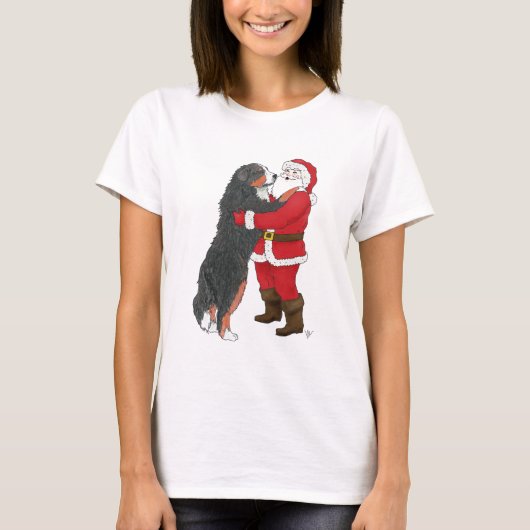 Bernese Mountain Dog-kerstgroet T-shirt (Voorkant)