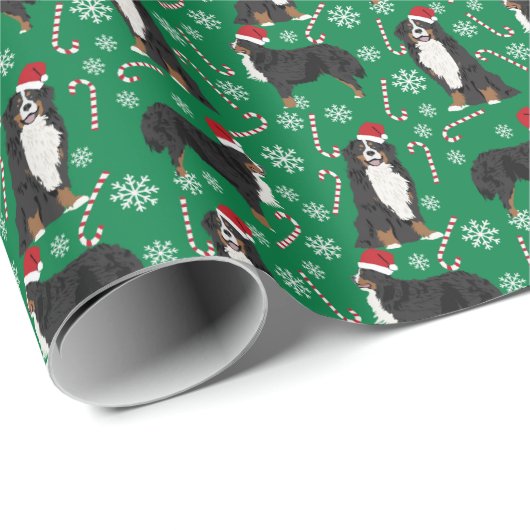 Bernese Mountain Dog-kersthond Cadeaupapier (Rol Hoek)