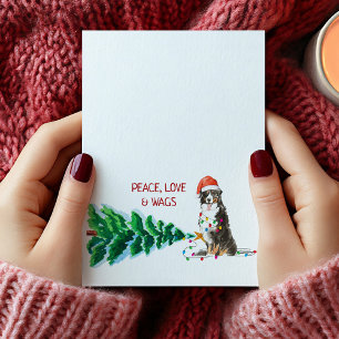 Bernese Mountain Dog-kerstkaartenboom en lights Feestdagen Kaart