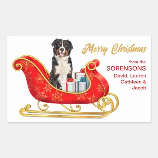Bernese Mountain Dog-kerstkledij Rechthoekige Sticker (Voorkant)
