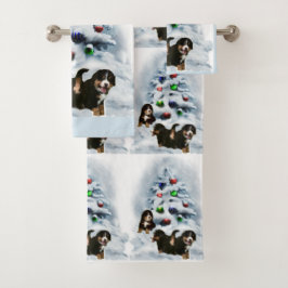 Bernese Mountain Dog Kerstmis Bad Handdoek