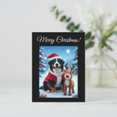 Bernese Mountain Dog Kerstmis Briefkaart (Staand voorkant)