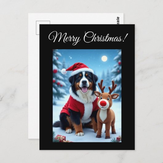 Bernese Mountain Dog Kerstmis Briefkaart (Voorkant / Achterkant)