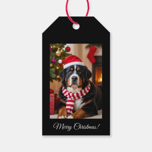 Bernese Mountain Dog Kerstmis Cadeaulabel (Voorkant)