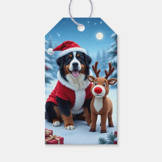 Bernese Mountain Dog Kerstmis Cadeaulabel (Voorkant)