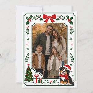 Bernese Mountain Dog Kerstmis Familie Fotokaart Bedankkaart