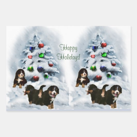 Bernese Mountain Dog Kerstmis Inpakpapier Vel (Voorkant)