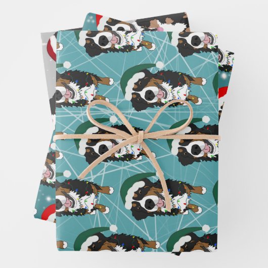 Bernese Mountain Dog Kerstmis Inpakpapier Vel (In situ)