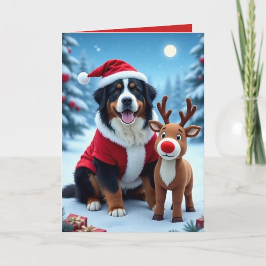 Bernese Mountain Dog Kerstmis Kaart (Voorkant)