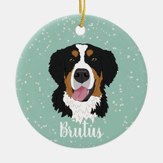 Bernese Mountain Dog Kerstmis Keramisch Ornament (Voorkant)