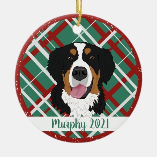 Bernese Mountain Dog Kerstmis Keramisch Ornament (Voorkant)