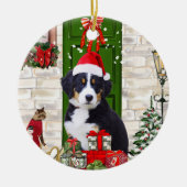 Bernese Mountain Dog Kerstmis Keramisch Ornament (Voorkant)