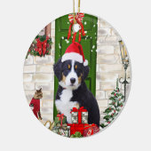Bernese Mountain Dog Kerstmis Keramisch Ornament (Links)