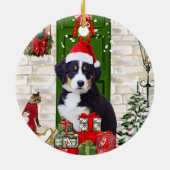 Bernese Mountain Dog Kerstmis Keramisch Ornament (Achterkant)