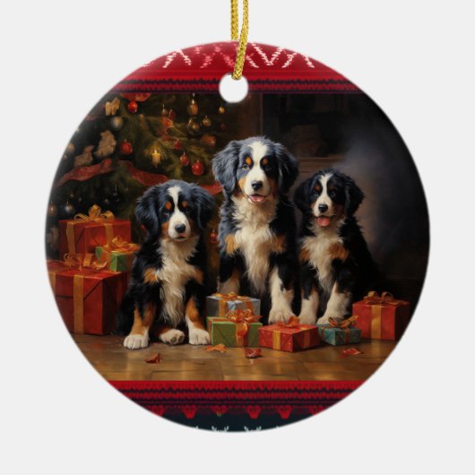 Bernese Mountain Dog Kerstmis Keramisch Ornament (Voorkant)