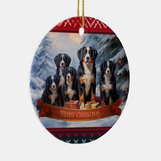 Bernese Mountain Dog Kerstmis Keramisch Ornament (Rechts)