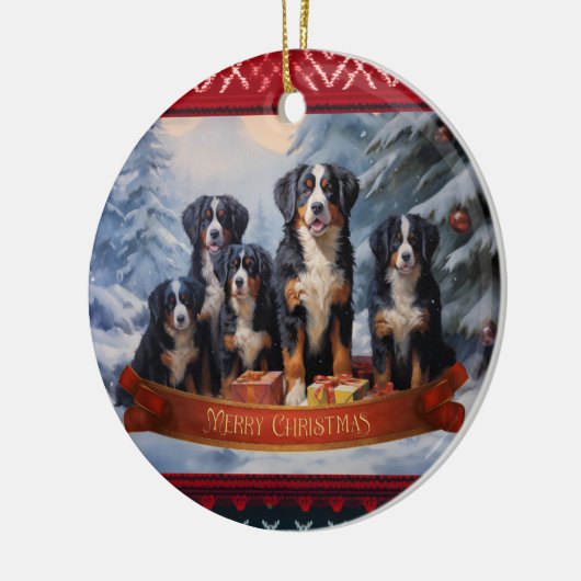 Bernese Mountain Dog Kerstmis Keramisch Ornament (Links)