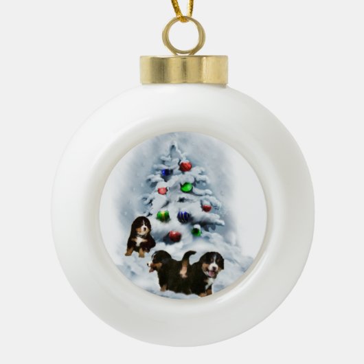 Bernese Mountain Dog Kerstmis Keramische Bal Ornament (Voorkant)