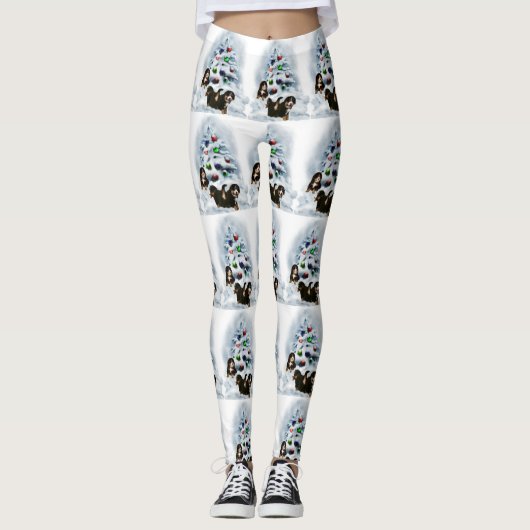 Bernese Mountain Dog Kerstmis Leggings (Voorkant)