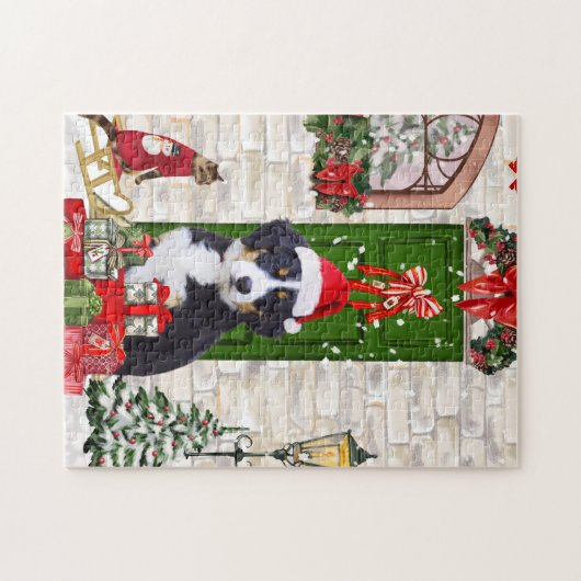 Bernese Mountain Dog Kerstmis Legpuzzel (Horizontaal)