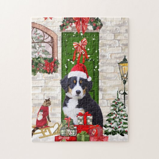 Bernese Mountain Dog Kerstmis Legpuzzel (Verticaal)