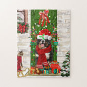 Bernese Mountain Dog Kerstmis Legpuzzel (Verticaal)
