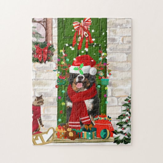 Bernese Mountain Dog Kerstmis Legpuzzel (Verticaal)