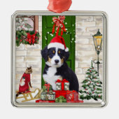 Bernese Mountain Dog Kerstmis Metalen Ornament (Voorkant)