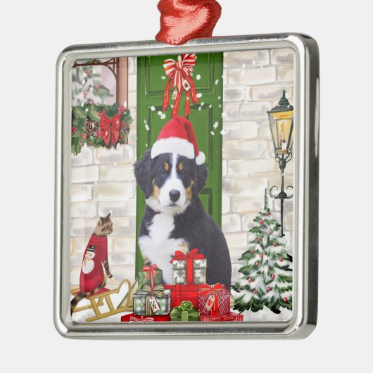 Bernese Mountain Dog Kerstmis Metalen Ornament (Links)