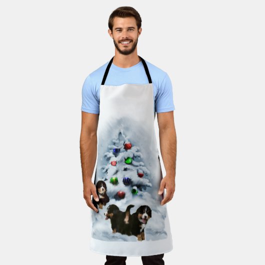 Bernese Mountain Dog Kerstmis Schort (Gedragen)