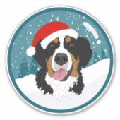 Bernese Mountain Dog Kerstmis Sticker (Voorkant)