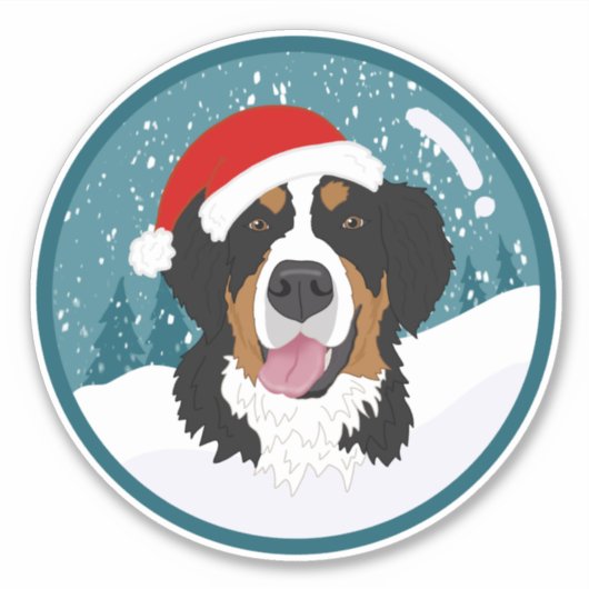 Bernese Mountain Dog Kerstmis Sticker (Voorkant)