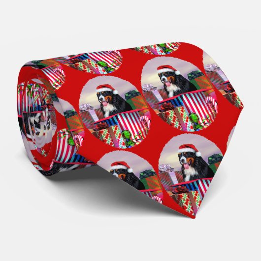 Bernese Mountain Dog Kerstmis Stropdas (Opgerold)