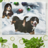 Bernese Mountain Dog Kerstmis Theedoek (Gevouwen)
