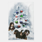 Bernese Mountain Dog Kerstmis Theedoek (Verticaal)