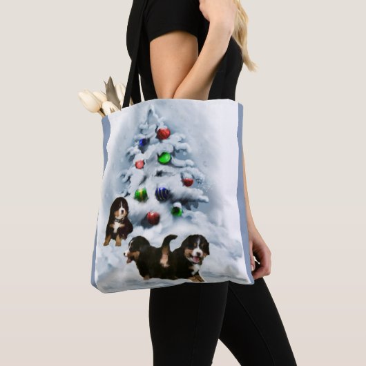Bernese Mountain Dog Kerstmis Tote Bag (Dichtbij)